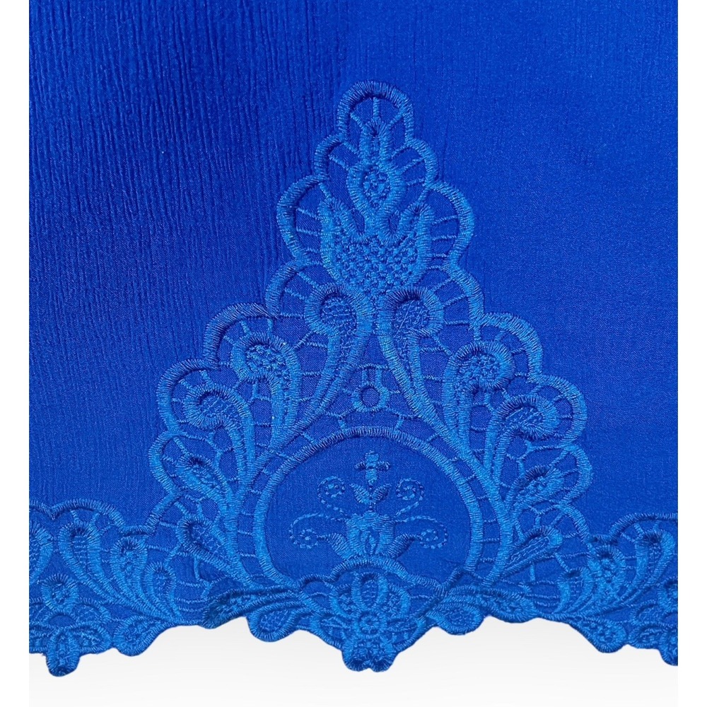 Pixley XL Tank Top Blue Scoop Neck Semi Sheer Sleeveless Blouse Bottom‎ Lace - Picture 8 of 14